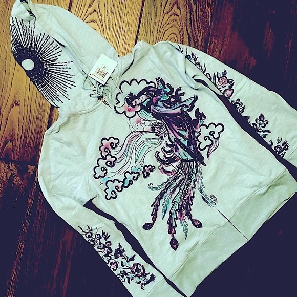 Lucky Brand Hoodie NWT Jacket Embroidered-Detail Zipper-Front L-Sleeve Size Med - Picture 3 of 10